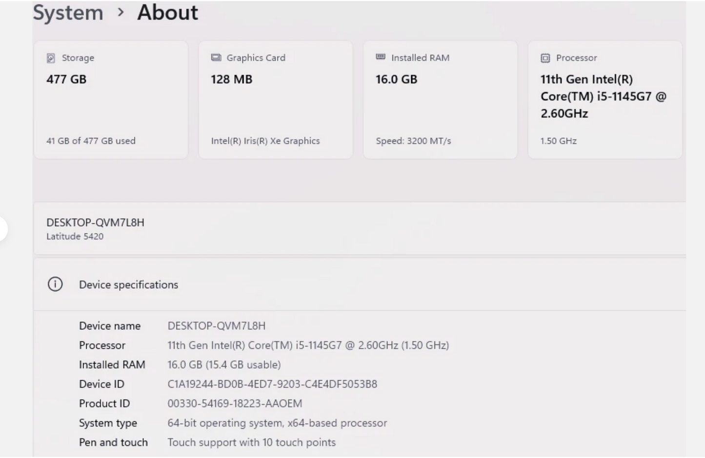 Dell Latitude 5420 |Touchscreen Laptop| Intel i5-1145G7 2.6GHz | 16GBM | 512GB | 11TH GEN